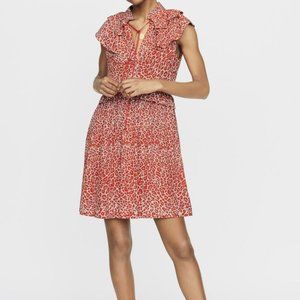 NWT Maje RUTTI Leopard-print Chiffon Mini Dress M